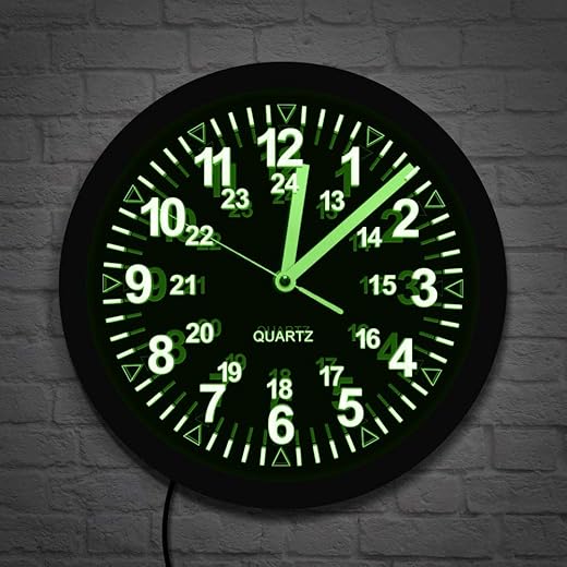 The Geeky Days Military Pattern Retro LED Wall Clock Backlight Neon Wall Watch Army Navy Marine Timing Gift