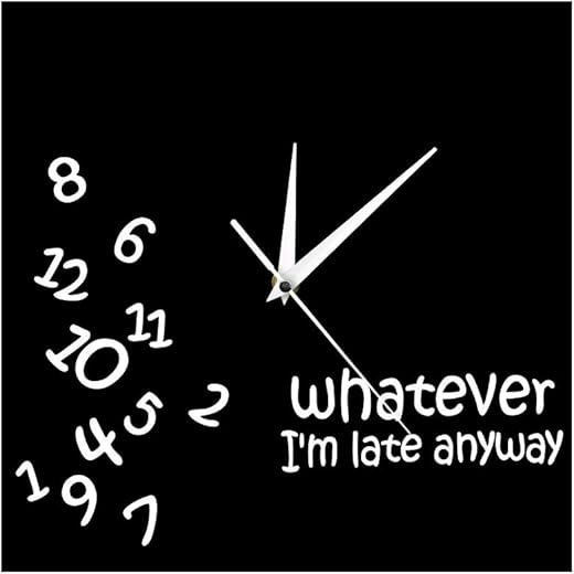 The Geeky Days Whatever I'm Late Anyway Square Wall Clock Scrambled Numbers Funny Modern Silent Non-Ticking Wall Clock Hanging Wall Decor Watch