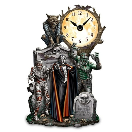 The Hamilton Collection Dave Aikins Haunted Clock Of Horrors Illuminated Table Clock 10-inches