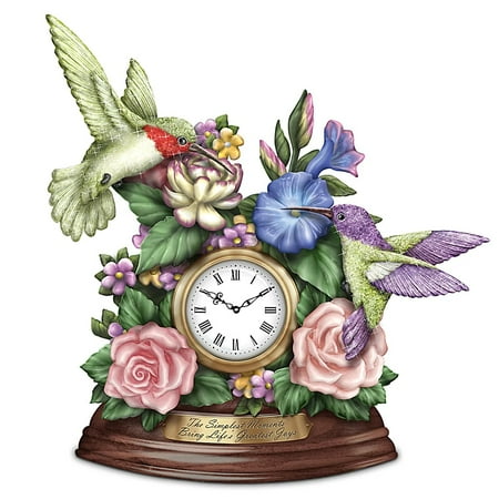 The Hamilton Collection The Simplest Moments Bring Life's Greatest Joys Hummingbird Table Clock by Lena Liu 8-inches