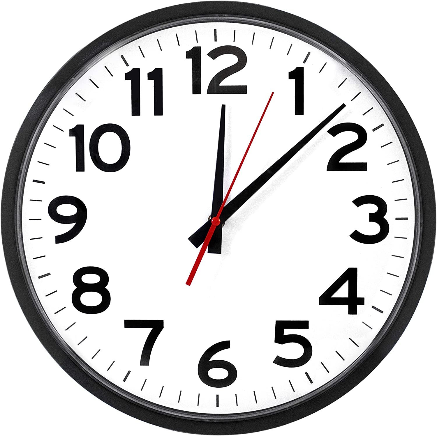 The Ultimate Wall Clock - 14" Atomic, Black, Easy to Read, Perfect for Home, Off