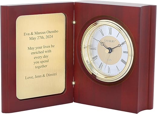 THINGS REMEMBERED Engraved Mahogany-Finish Small Book Clock and Keepsake (Free Customization)