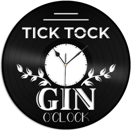 Tic TOC Gin Vinyl Wall Clock,Vinyl Record Clock Wall Art Unique Room Decorations Handmade Gift