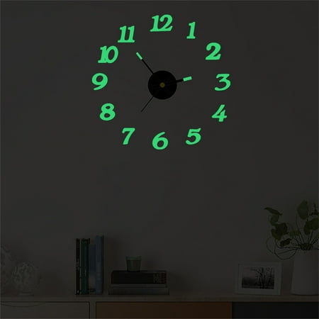 Tiitstoy Diy Luminous Stereo Digital Wall Clock Creative Wall Sticker Clock Living Room Decoration Clock