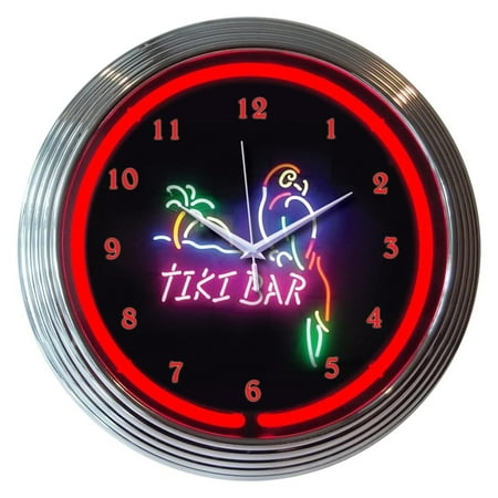 Tiki Bar Neon Clock