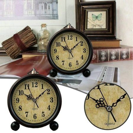 Time Clock Boys Bedroom Decor Square Clocks For Walls Vintage Alarm Clock Analog Silent Small Bedside Desk Clock Battery Operated For Table Living Room Decor Shelf Gift Clock (Classic)