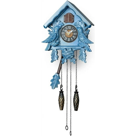 TIMEGEAR Cuckoo Clock with Night Mode, Singing Bird, Wooden Decorations and Swinging Pendulum (Brown)