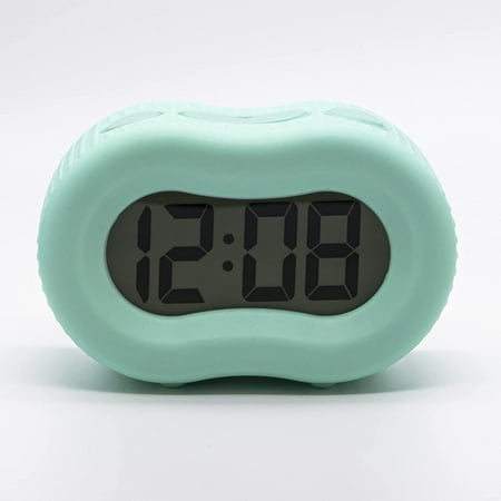 Timelink Rubber Smartlight Fashion Digital LCD Bedside or Travel Alarm Clock - Mint Green