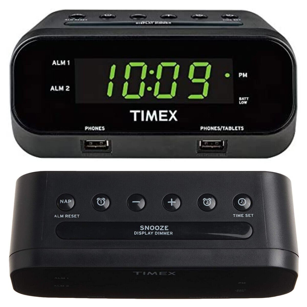Timex RediSet Dual Alarm Clock with USB Charging and Extreme Battery Backup