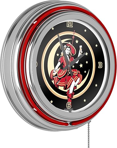 Trademark Gameroom Corvette C5 Neon Clock - 14 inch Diameter - Red