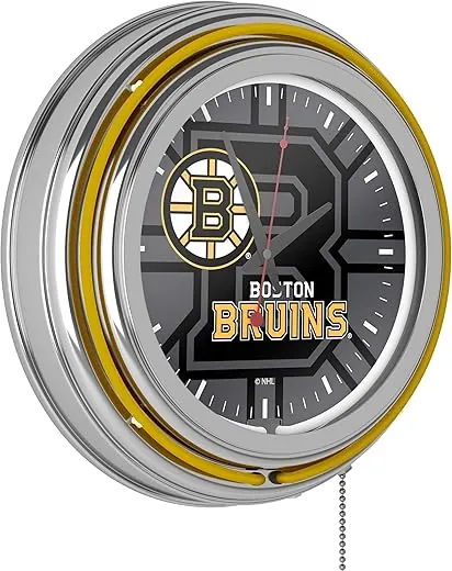 Trademark Gameroom NHL Chrome Double Rung Neon Clock - Watermark - Boston Bruins