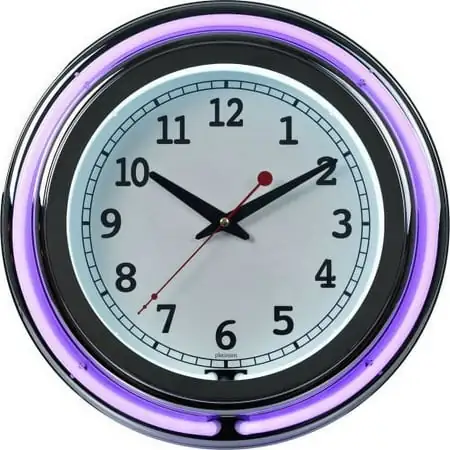 Trademark Gameroom Purple Chrome Double Ring Neon Clock, 14