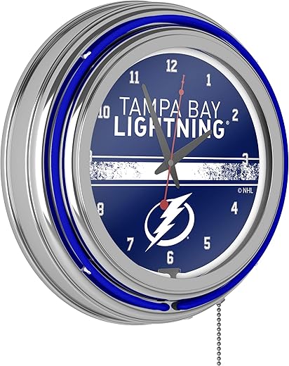 Trademark Global NHL Chrome Double Rung Neon Clock - Tampa Bay Lightning