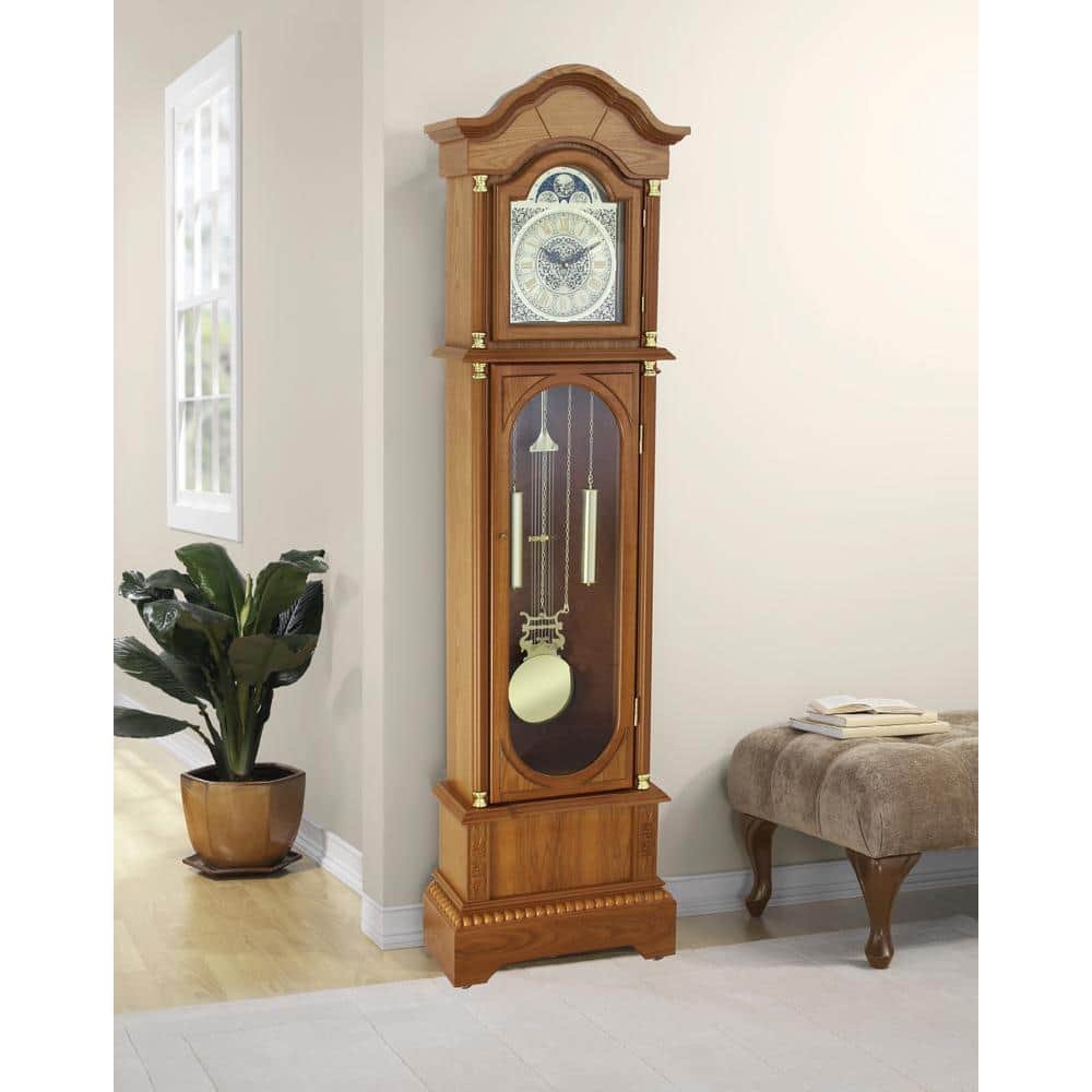 Traditional 72 in. Oak Floor Standing Grandfather Clock