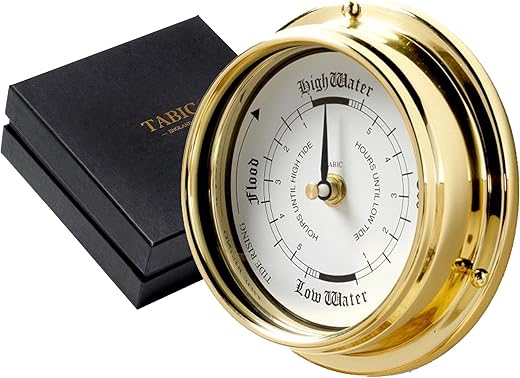 Traditional Tide Clock - Heavy Lacquered Brass (1/2kg) - Nautical Elegance - Handmade in England - Perfect for Fishing Tides - Durable & Classic Design - Standard Size