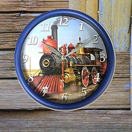 Train Graphic Printed 8 Wall Clock with Train Sound and Light. Decorate Your Bedroom,Living Room, Kid's Room or Unrsery with Stylish Wall Clock