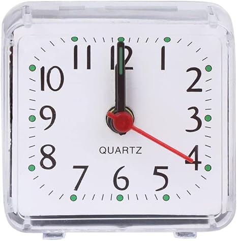 Transparent Mini Square Alarm Clock, Silent, Digital, for Desk, Table, Bedroom, Large Display for Elderly, Home Decor