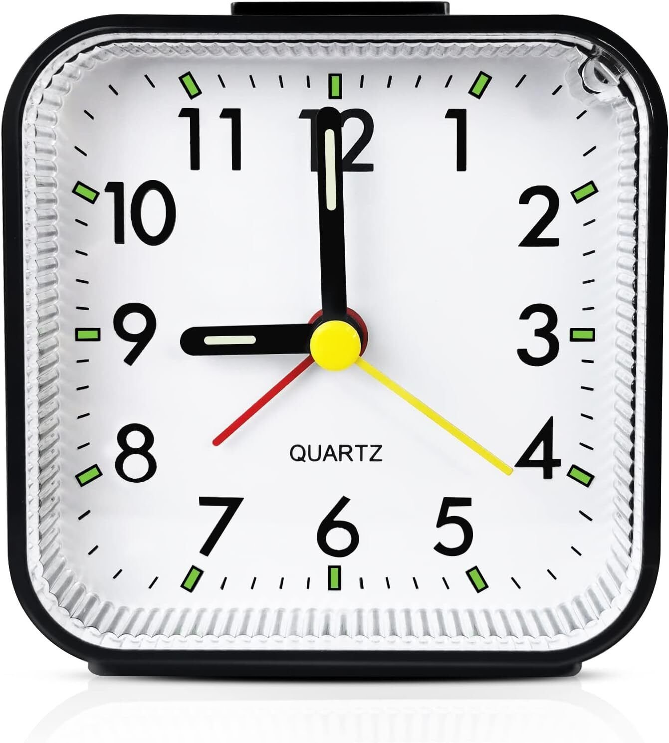 Travel Alarm Clock Small Analog Battery Operated Silent No Ticking Snooze Light