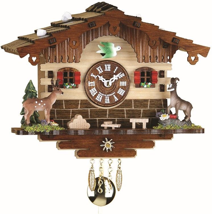 Trenkle Kuckulino Black Forest Clock Swiss House with Quartz Movement and Cuckoo Chime TU 2036 PQ