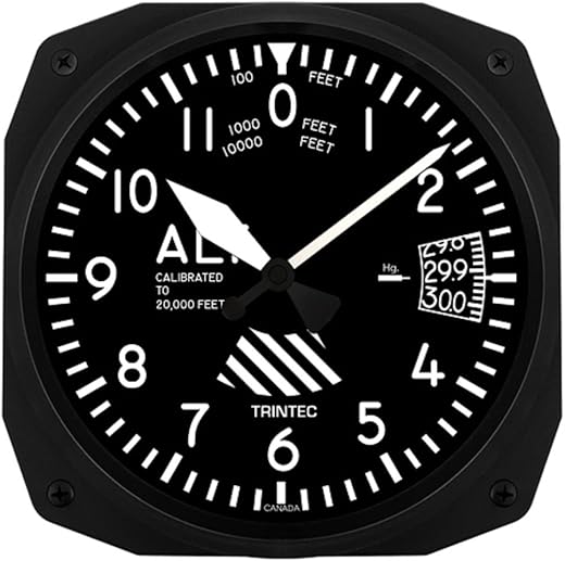 Trintec 10 Aviation Altimeter Instrument Style Wall Clock 3060-10