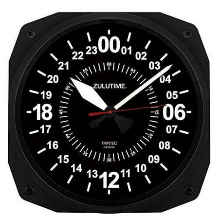 Trintec 24 Hour Square Military Time SWL Zulu Time 24Hr Wall Clock 10 Black Dial Ham Shack