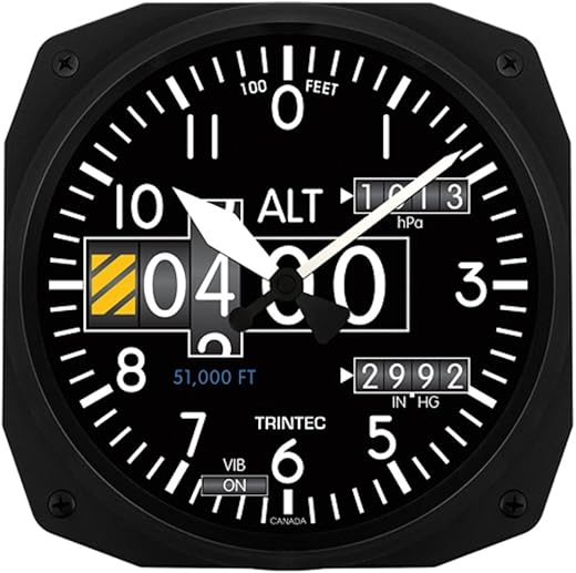 Trintec 3020-10 10 Aviation Modern Altimeter Instrument Style Wall Clock