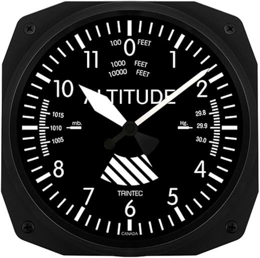 Trintec 3060-10-C 10 Altimeter Aviation Classic Instrument Style Wall Clock