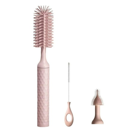 TWCTUWEN Baby Bottle Brush Electric Baby Bottle Cleaning Brush Set Rechargeable 360° Silicone Baby Bottle And Nipple Brush Cleaner Wooden Scrub Brush Replacement Head Wooden Scrub Brush Wooden Dish