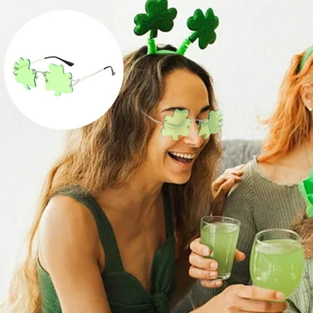 TWCTUWEN St. Patrick's Day Decor Irish Festival Party Decor Sunglasses Green Four Leaf Leprechaun Glasses Party Decorations Party Decorations Women College Graduation Party Decorations 2022 Party