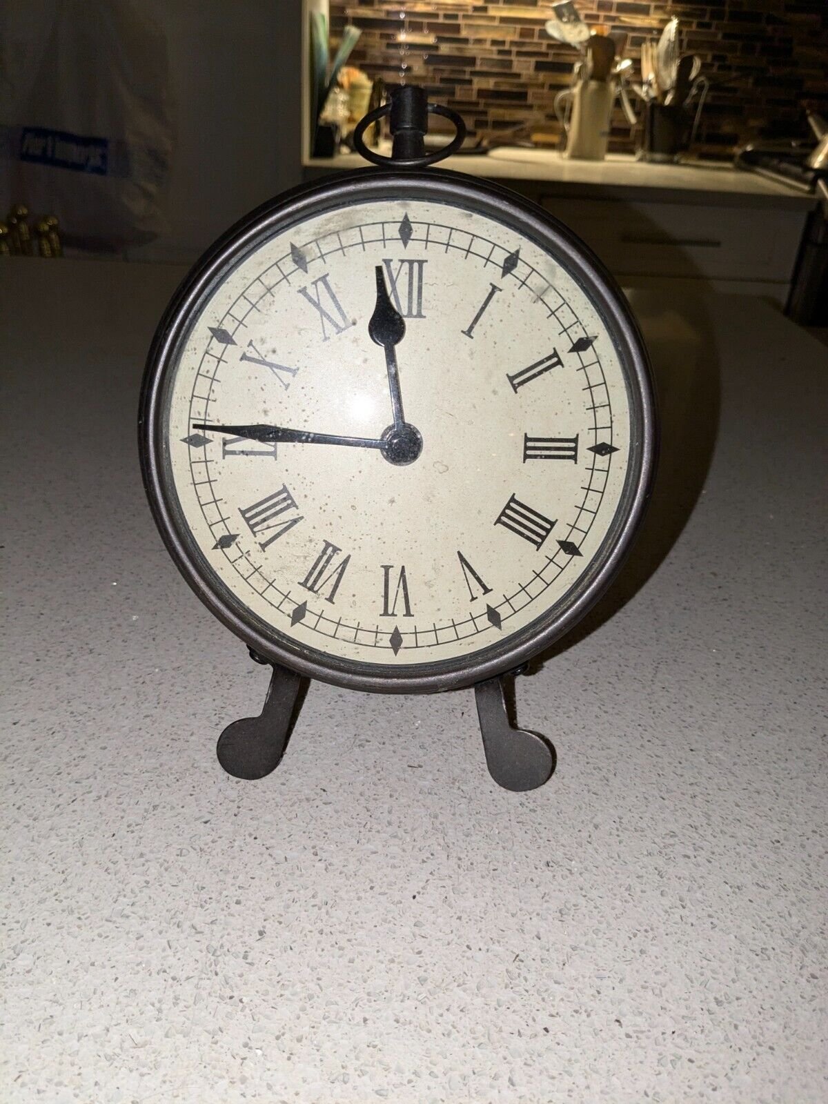 Unbranded Black Metal Table Clock w/Tripod Stand from China, AA Battery Included
