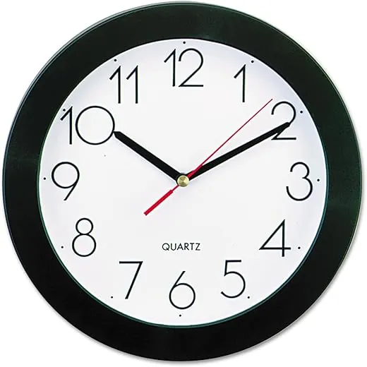 Universal 10421 Round Wall Clock, 9 3/4-Inch , Black