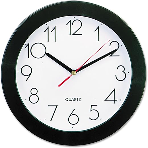 Universal 10421 Round Wall Clock, 9 3/4-Inch, Black