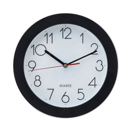 Universal Bold Round Wall Clock, 9.75 Overall Diameter, Black Case, 1 AA (sold separately), Each