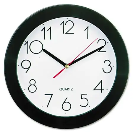 Universal Bold Round Wall Clock, 9.75 Overall Diameter, Black Case, 1 Aa (sold Separately)