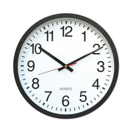 Universal Classic Round Wall Clock 12.63 Overall Diameter, Black Case, 1 AA (sold separately)