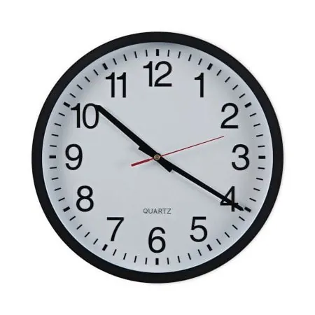 Universal Classic Round Wall Clock, 12.63 Overall Diameter, Black Case, 1 AA (sold separately) (10431)