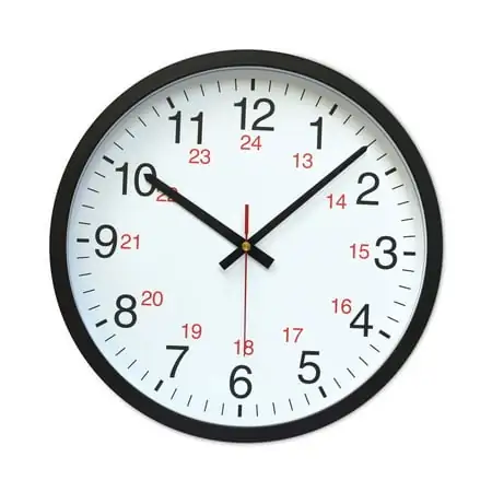 Universal UNV10441 12.63 in. Diameter 24-Hour Round Wall Clock Black Case