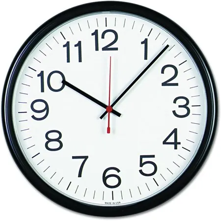 Universal UNV11381 13.5 in. dia. Indoor/Outdoor Round Wall Clock - Black Case