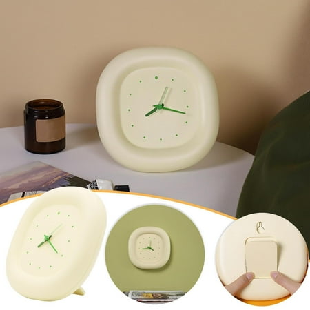 UNLLLL Milk Yellow Bubble Clock New Western Living Room Home Bedroom Silent Clock Multi-functional, for Students and Office Workers