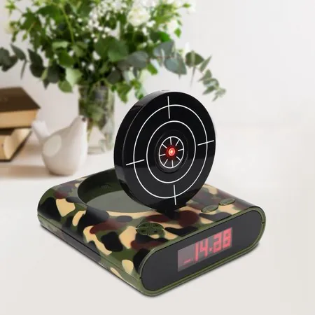 USB Innovative Digital Electronic Clock Shooting Alarm Clock for Home Bedroom (Green)