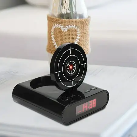 USB Innovative Digital Electronic Clock Shooting Alarm Clock for Home Bedroom (Black)