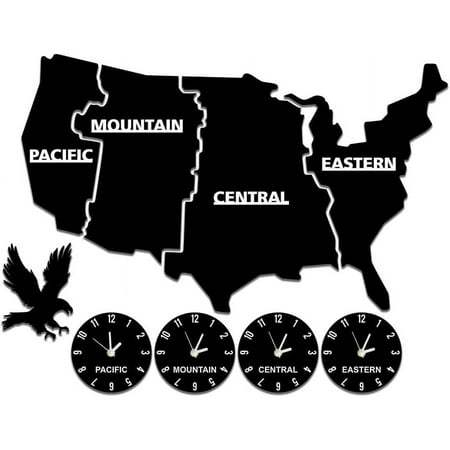 Us Time Zones Wall Clock United States Map Multiple Timezone Acrylic Wall C