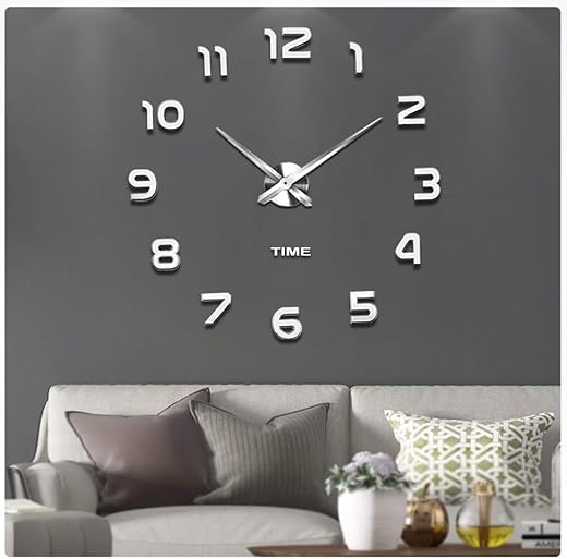 VANGOLD Frameless DIY Wall Clock 3D Mirror Wall Clock Large Mute Wall Stickers for Living Room Bedroom Home Decorations