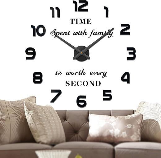 VANGOLD Large Wall Clocks for Living Room Decor, Decorative Wall Clocks Battery Operated (Black Wall Decor)