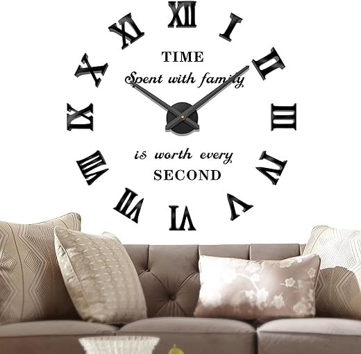 VANGOLD Wall Clock Vintage Roman Numerals Wall Clocks for Living Room Decor, Decorative Wall Clocks Battery Operated (Black Wall Decor)