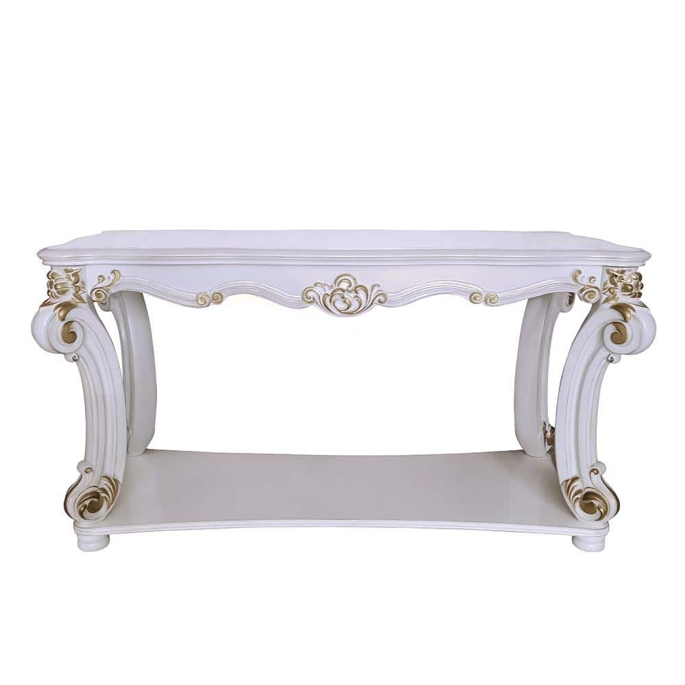 Vendome 58 in. Antique Pearl Finish Rectangle Wood Console Table with