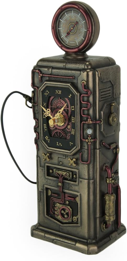 Veronese Design Steampunk Fuel Dispenser Working Clock Tower Statue