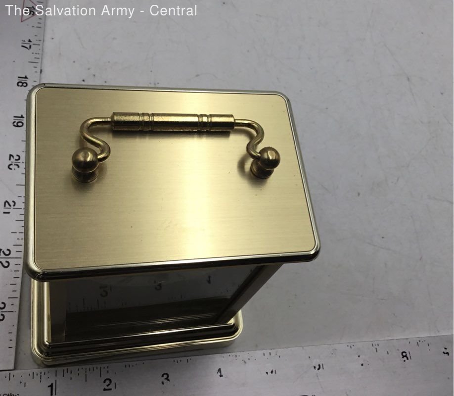 Versaille Great Brushed Gold Tone Handled Rectangular Shape Desk Clock