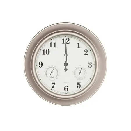 Villacera 18-in Waterproof Indoor Outdoor Clock Thermometer Combo, Silver