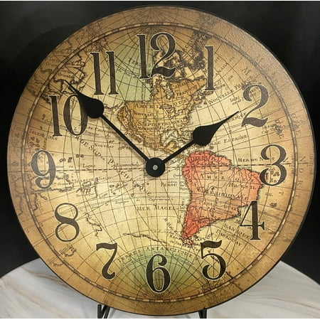 Vincenzo World Map Wall Clock | Beautiful Color, Silent Mechanism, Made in USA